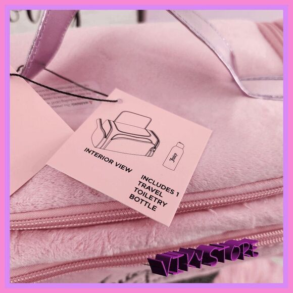 💕 NWT Juicy Couture Pink Velvet Train Case Rhinestones #7189 💕 - Picture 3 of 5